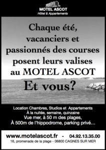 Publicité en noir et blanc du Motel Ascot 